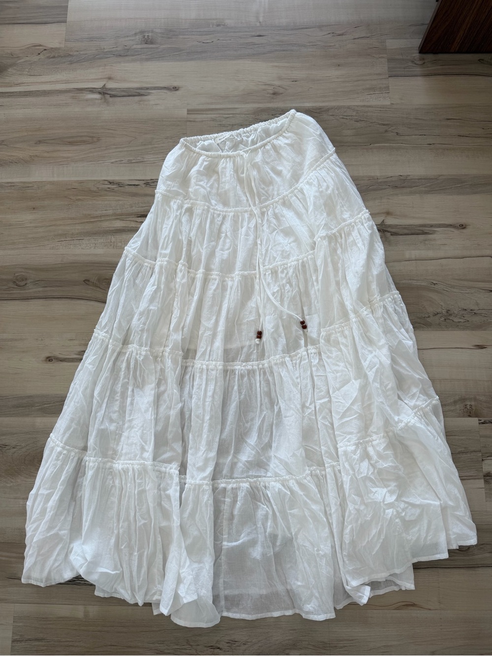Mustard Seed White Tiered Maxi Skirt Size S Boho